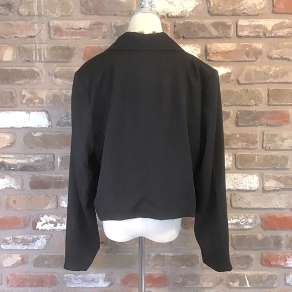 GIBSON LATIMER Women's Black Cropped Notched Lapel 1 Button Blazer XL NEW - Picture 3 of 7